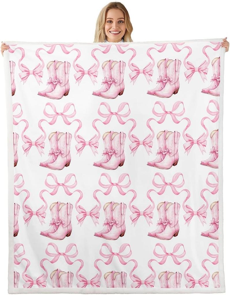 White Swan Fleece Throw Ballet Theme Pink Plush Blanket for Kids Room Decor with Crown Bowknot Roses Flowers Twin X