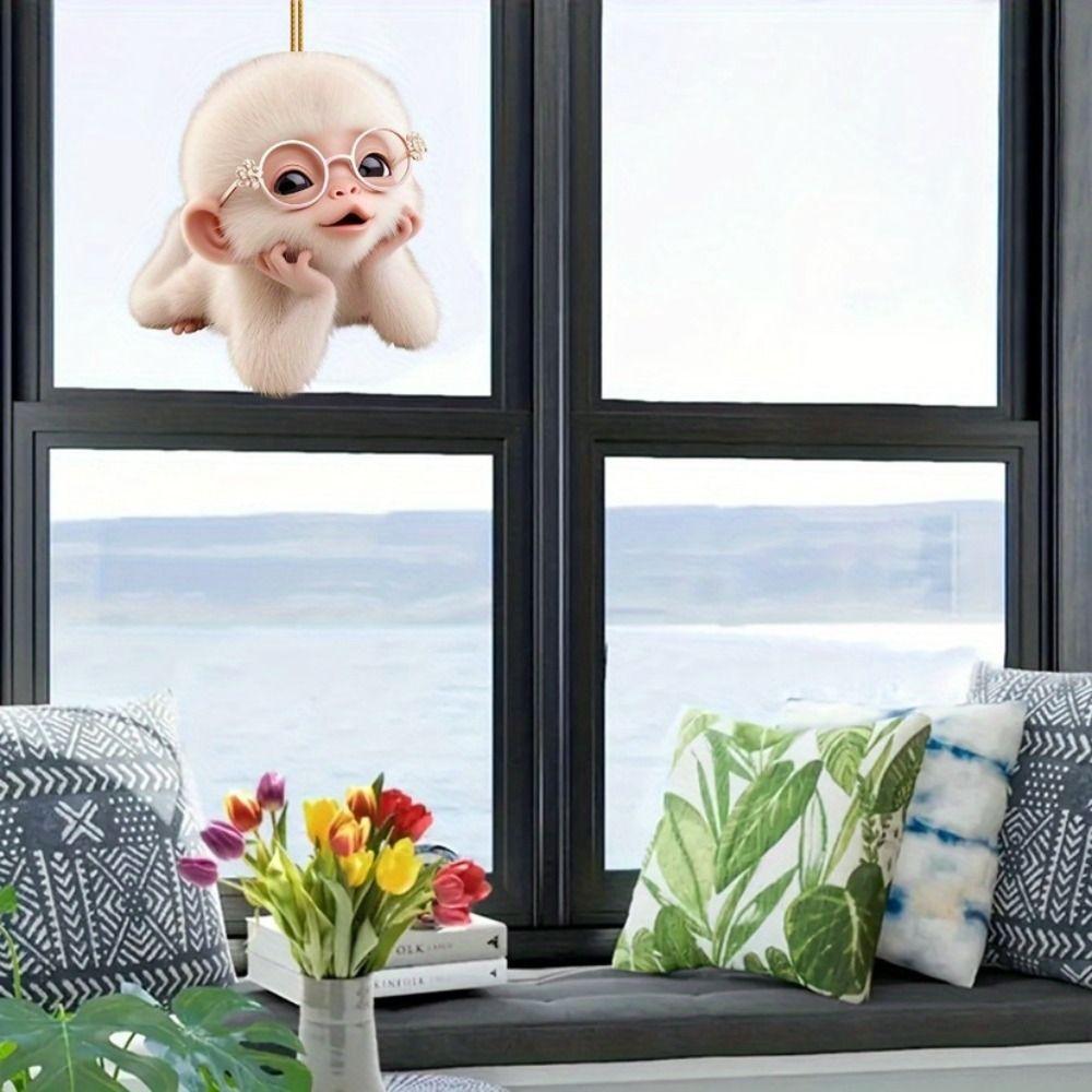 

4PCS Pink White Monkey Shape Pendant Monkey Car Mirror Hanging Pendant Monkey Hanging Ornament 4PCS C