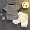 Boys' Casual Korean Style Two-Piece Set: Turn-Down Collar Shirt & Shorts, Summer Fashion for Kids