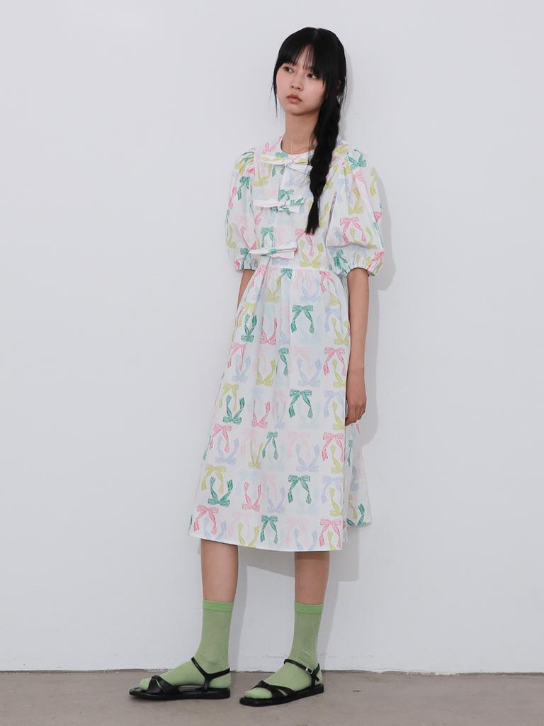 Vincent Navy Make Your Ribbon Dress_White