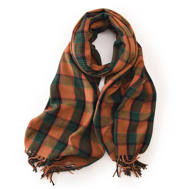 Autumn and winter imitation cashmere plaid scarf men and women 232025 new warm fringed scarf shawl scarf
