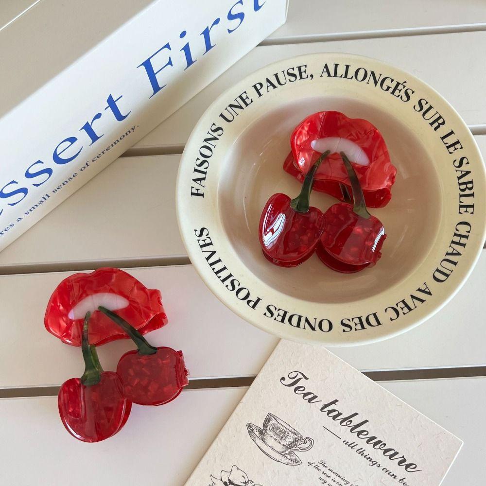 Korean Style Cherry Hair Claw Cute Geometry Shark Clip Lovely Fruit Gripper  Daily