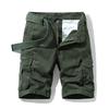 Men's Solid Color Work Pants, Cotton Five Quarter Pants, Retro Washed Multi Pocket Straight Leg Work Pants