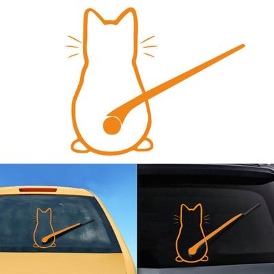 מדבקת רכב חתול מצחיק עמידה במים PET עמידה בפני מזג אוויר דבק עצמי אוטו רכב שטח שמשה אחורית