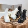 Mote AIYUQI Dame Høye Hæler Støvletter Ekte Skinn 2025 Ny 10cm Hæl Høye Dame Støvletter Plattform Britisk Stil Mote Støvletter Damer
