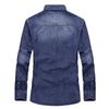 Autumn Men's Denim Washed Shirt Long Sleeved Retro Workwear Shirt