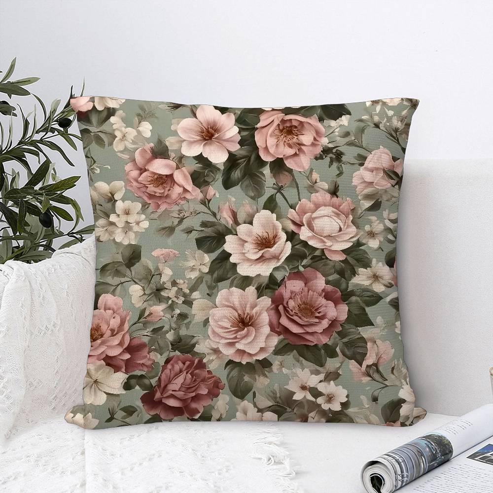Floral Rose Pattern Pillow Case Sofa Decorative Home Double-sided Print Plush Square Throw Pillow Covers Cushion Decor Cover