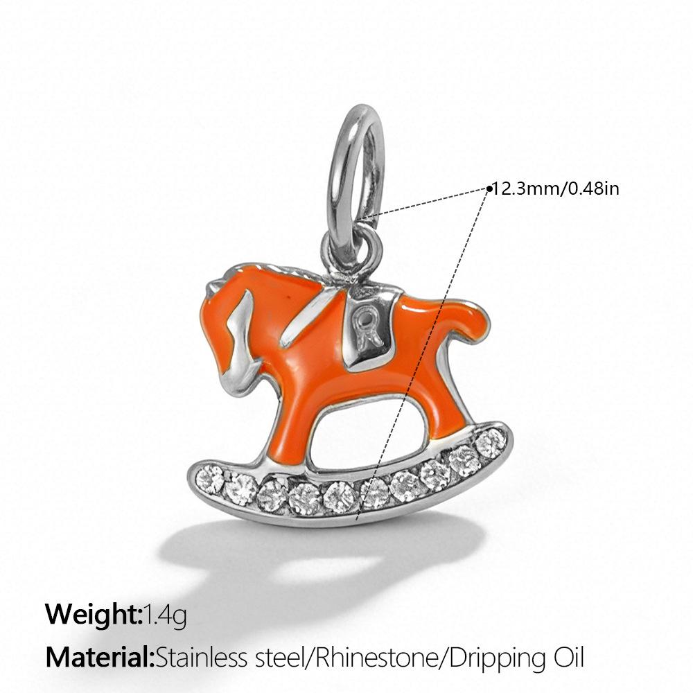 Yori 1Pc Exquisite Waterproof Castle Rocking Horse Shaped Pendant for Women Charms Golden DIY Accessories StainlessSteel Jewelry