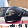 Full Face Motorcycle Helmet With Dual Visor Winter Warm Lining Bluetooth Slot Scooter Riders Men Women All Season