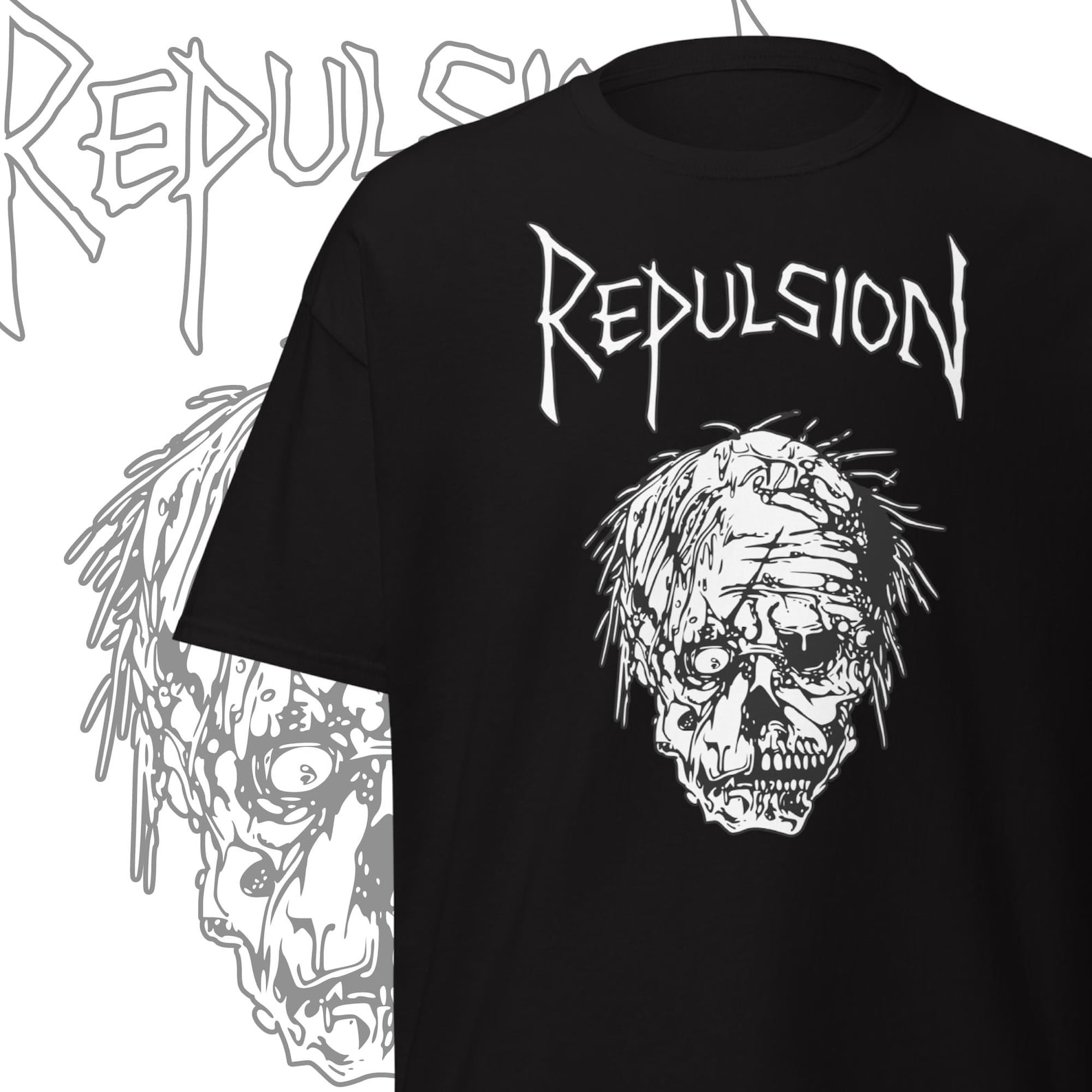 Футболка Repulsion Band Мерч Grindcore Старая Школа Одежда Death Metal Подарки для Металлистов S