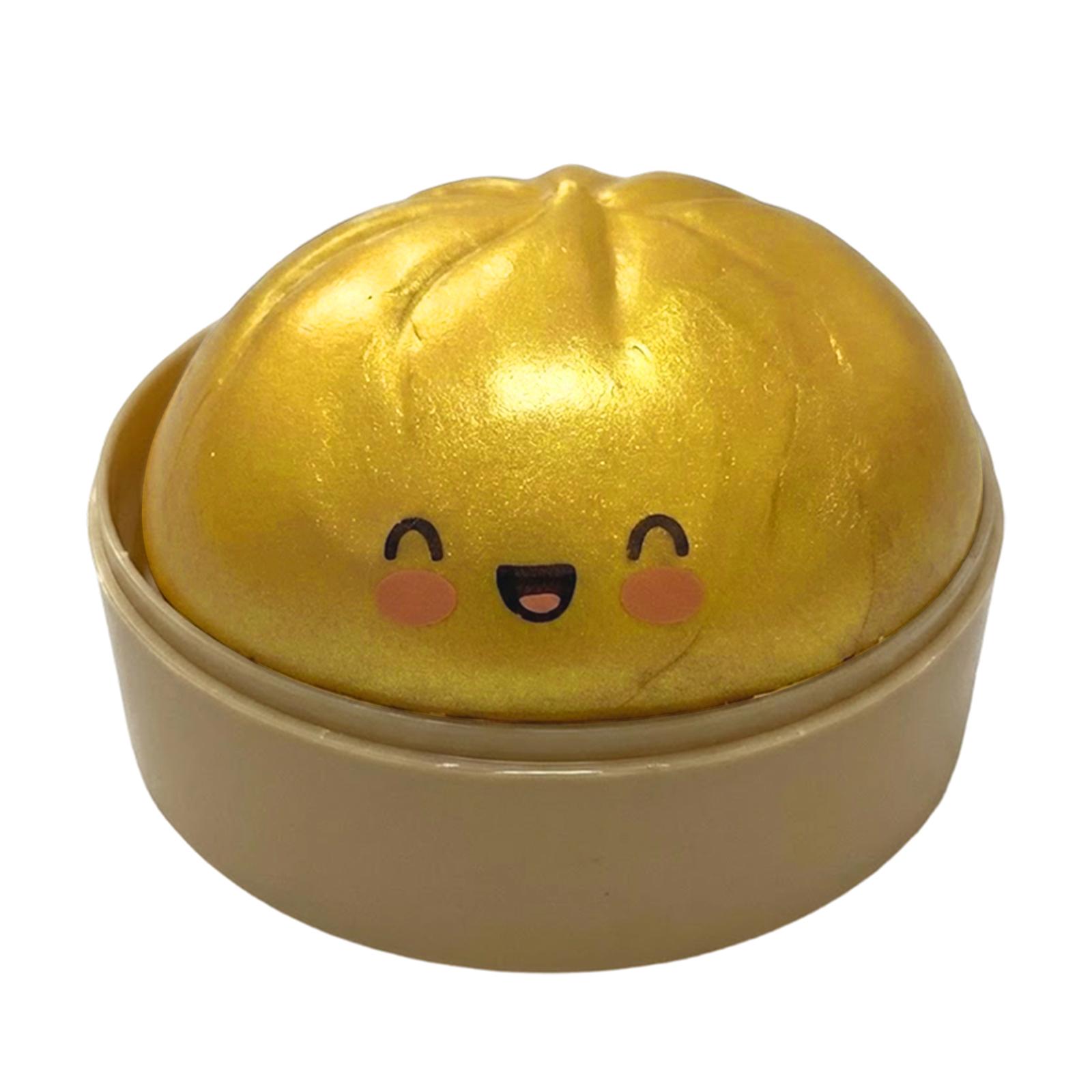 

Squeeze Toy Bun Steamer 6cm Squishy Stress Relief Slow Rising Soft Toy with Glitter Effect and Smiling Face Design for Sensory Play and Relaxation One Size