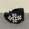 Schwarzes Blumen-Spitzen-Kubik-Stirnband breites Haarband