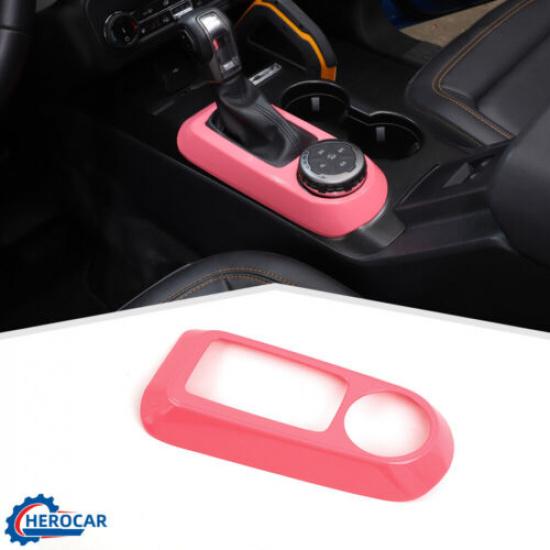 Center Gear Shift Panel Decor Bezels Cover Trim For Ford Bronco + Pink ABS