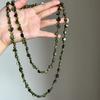Mori green shell beaded stacked long necklace bohemian spring and summer collarbone chain women's high-end neck chain