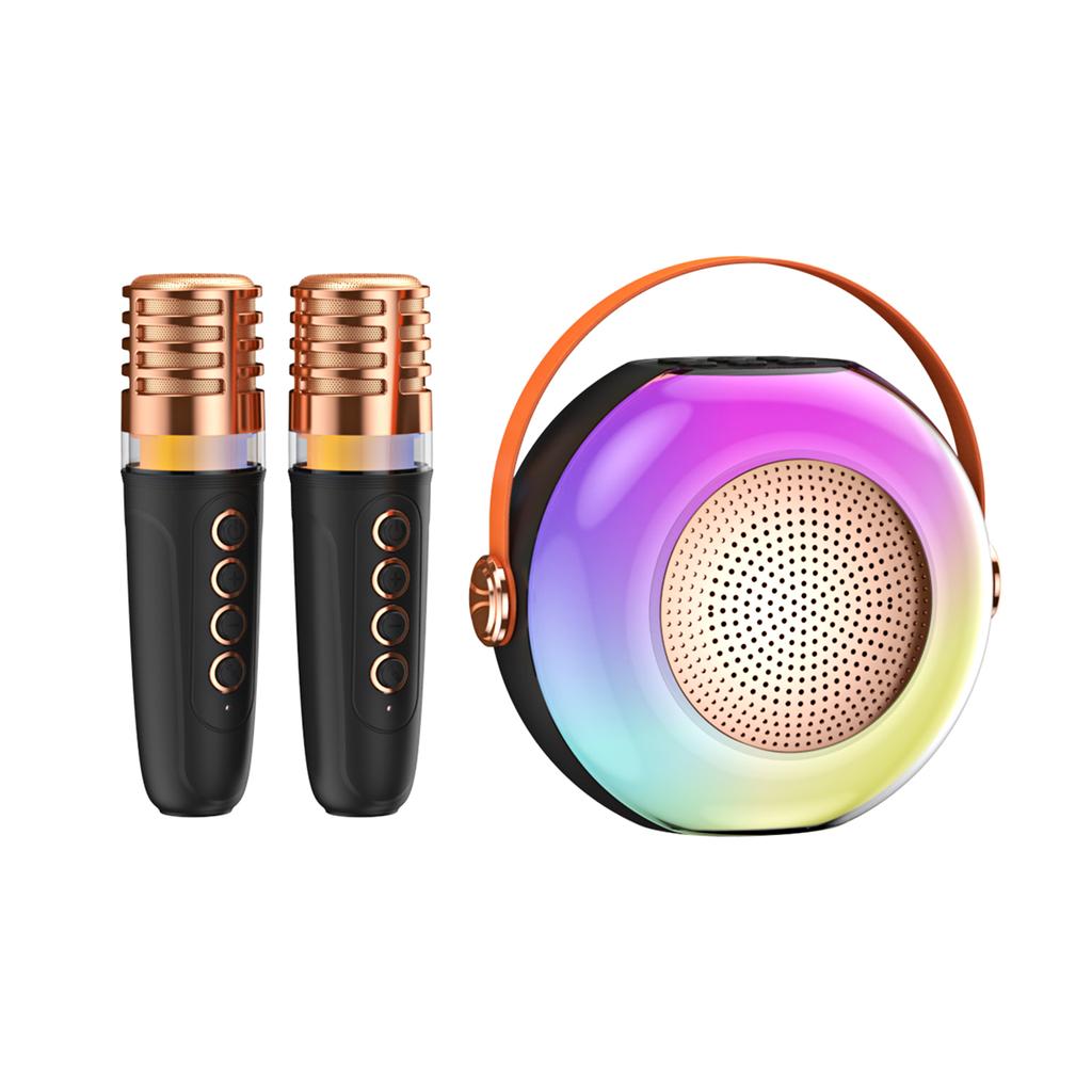 Karaoke Machine with 2 Wireless Microphones BT Microphone and Speaker KTV Set with RGB Light