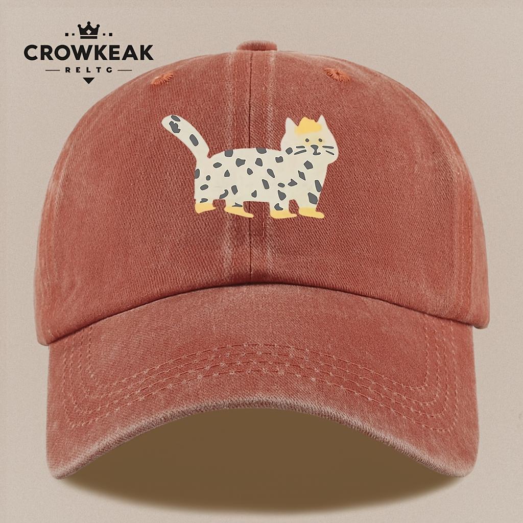 pc Cute Cartoon Cat Pattern Printed Baseball Cap HipHop Trend Black Papa Trucker Hat Breathable and Comfortable Solid Colo