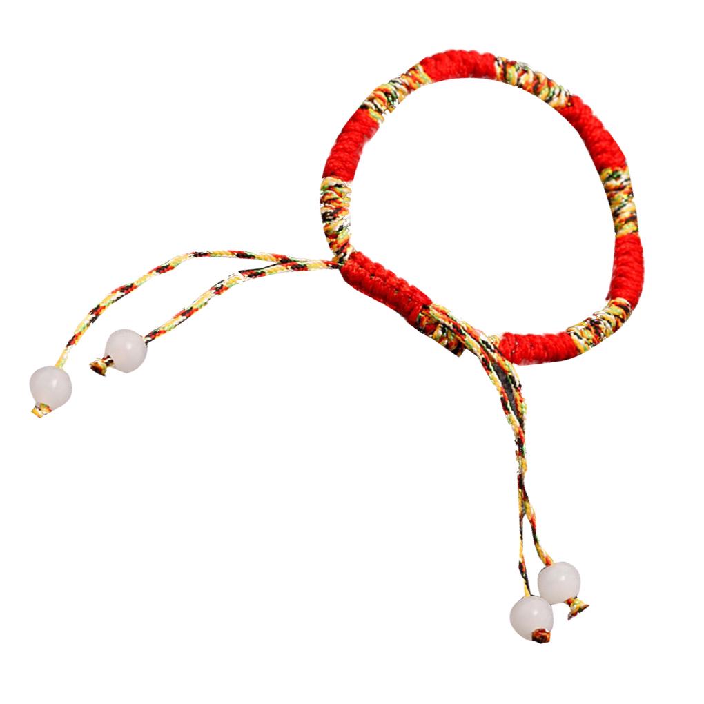 Women Braided Bracelet Adjustable Lucky Woven Rope Bead Handmade Knitted Ethnic Style Hand Chain for Wristband