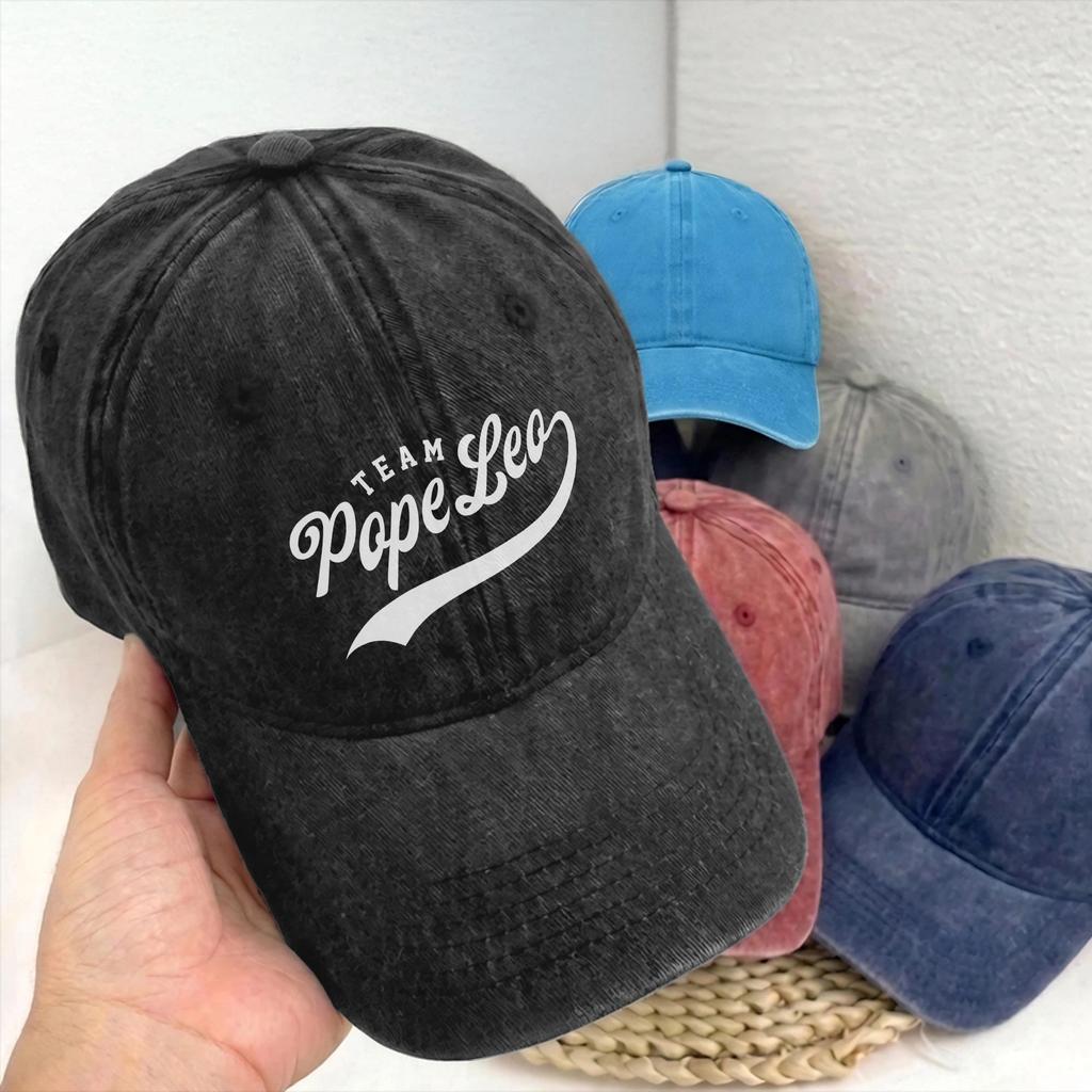 Vintage Team Pope Leo Xiv Baseball Cap Unstructured Unisex Distressed Cotton Snapback Hat Cardinal Robert Prevost Gift Hats