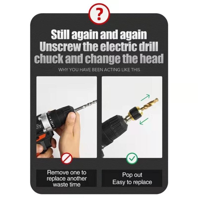 2 Pcs Quick Change Drill Bit Holder Extension 1/4" Hex Shank Quick Coupling Wear Resistant for Garage Auto Repair Jobs