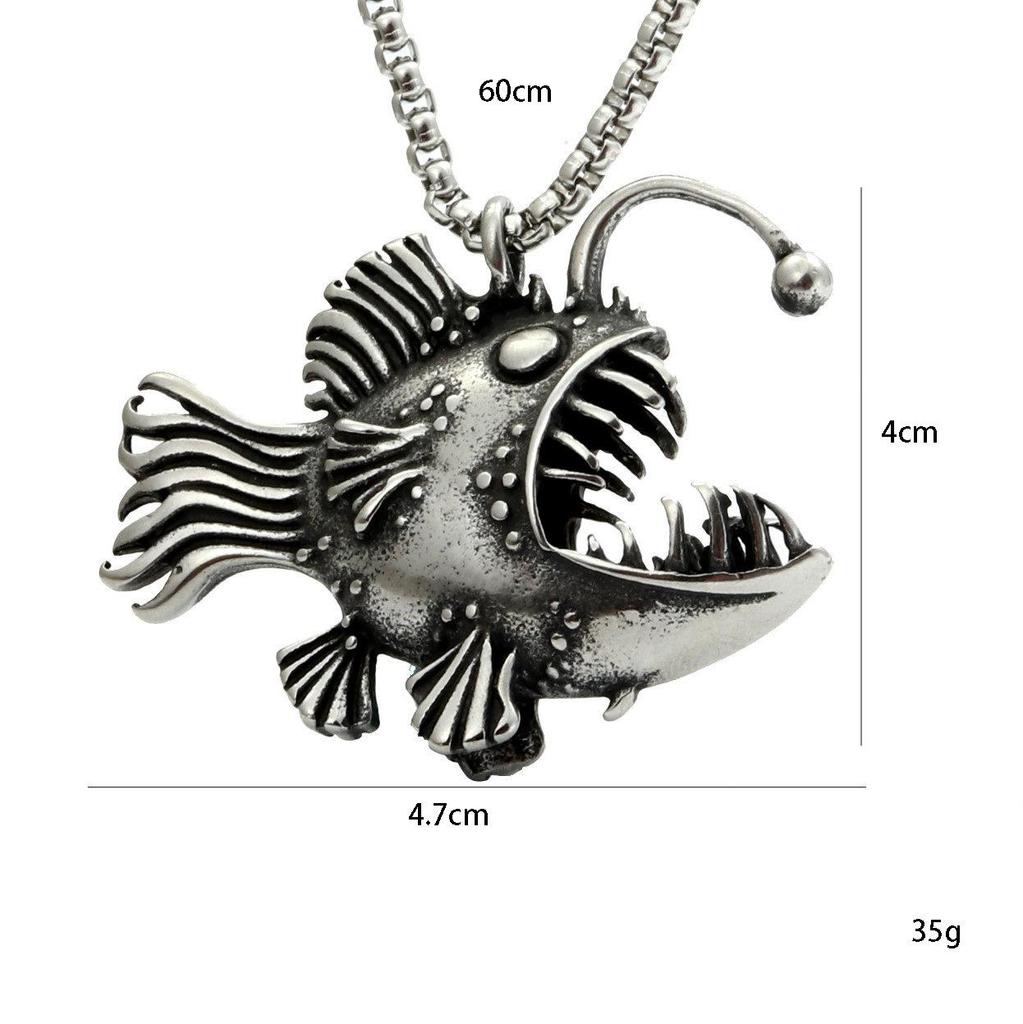 Men's European & American Retro Style Stainless Steel Fish Necklace - 2025 Collection