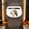 Waterproof Halloween Wall Stickers Toilet Sticker, Ghost And Skeleton Print Decals, PVC Easy Bathroom Decals Peel Stick Spooky Stickers, for