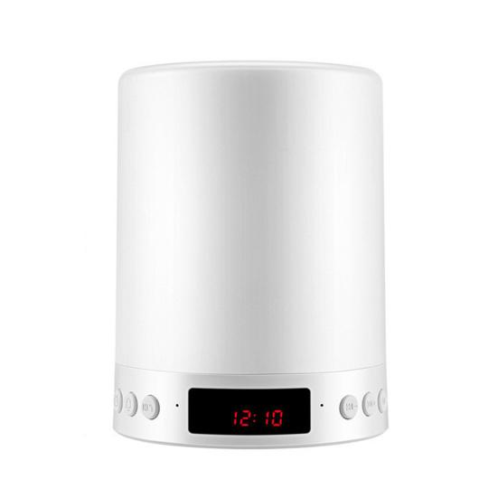 LED Light Wireless Bluetooth-compatible Speaker FM Radio Clock Mic Stereo Music Player
