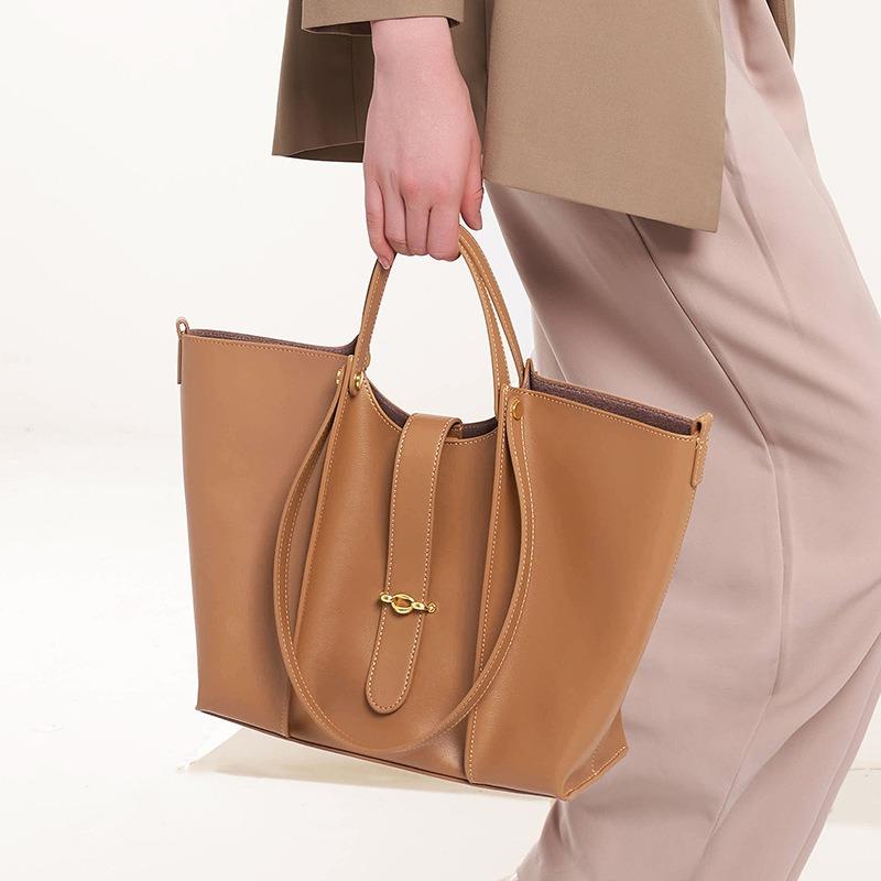 Retro Tote Bag Women's New Large-capacity High-end Commuting Shoulder Bag Leather Underarm Bag