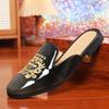 Slippers men's bags and embroidered bag heads wear sandals when they go out, and men's loafers with one foot.