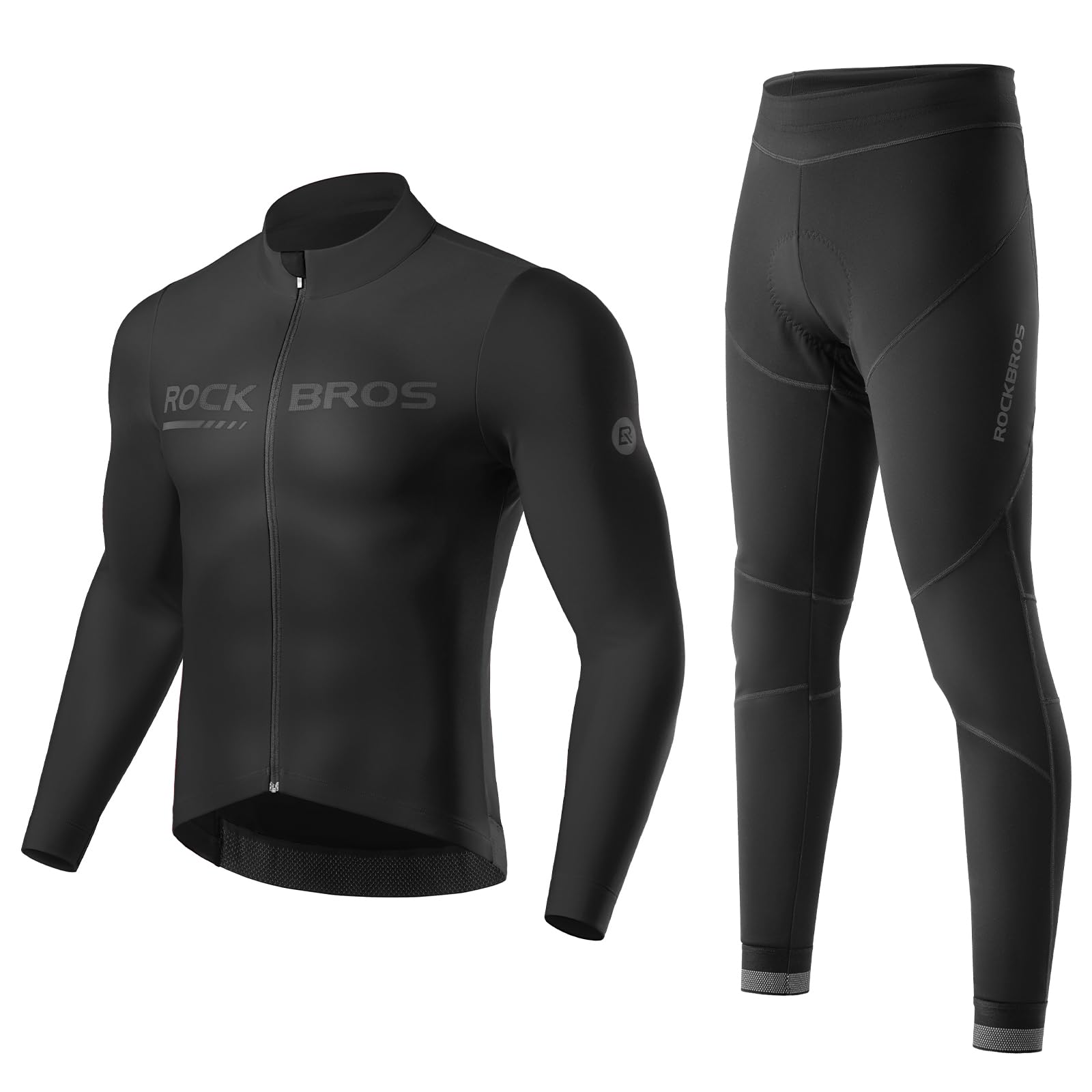 

ROCKBROS Велосипедный длинный верх и низ для холодной погоды, флисовый велосипедный трикотаж для дорожного спорта, осень/зима, рукав, одежда, комплект, ветрозащита, защита, чёрный