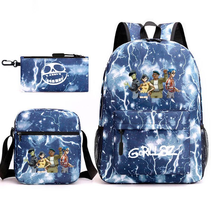British virtual band trend heat transfer, primary and secondary school students schoolbag Gorillaz children's starry sky three-piece set, teenagers