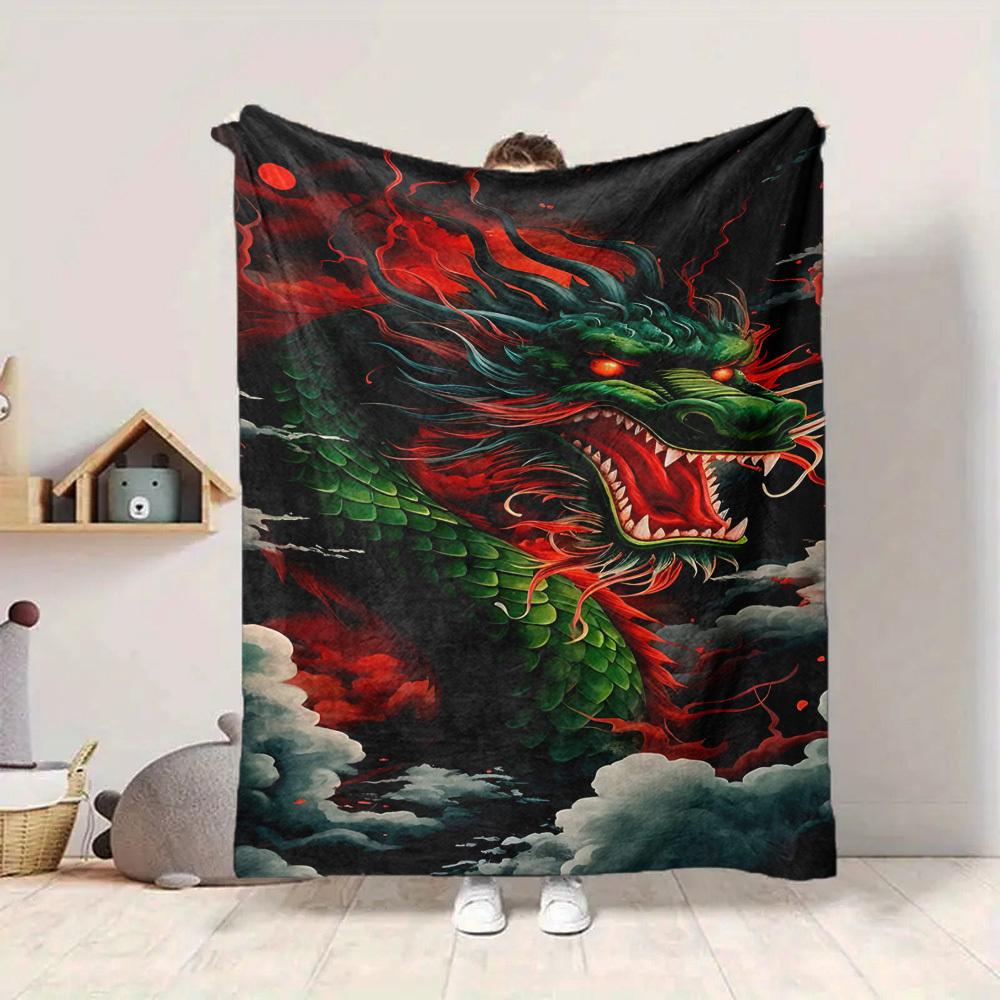 1pc Dragon Art Blanket Lightweight Flannel Blanket Throw Blanket For Sofa, Bed, Travel, Camping, Livingroom, Couch, Chair, And Bed yy2509026194