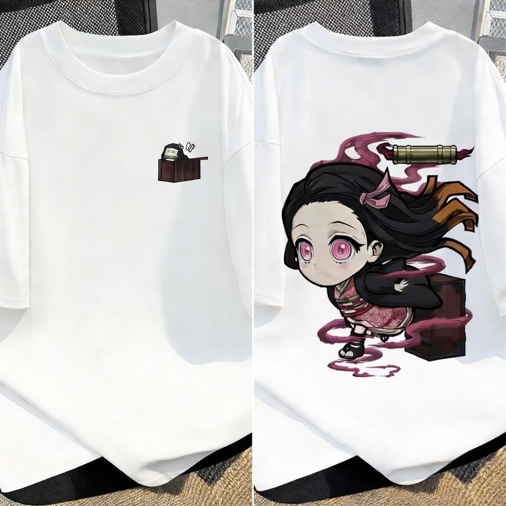 Plus Size Demon Slayer Anime Printed Unisex Women Tshirt Casual Parent Child Top Fashion Summer Street Wear Y2K Harajuku Style