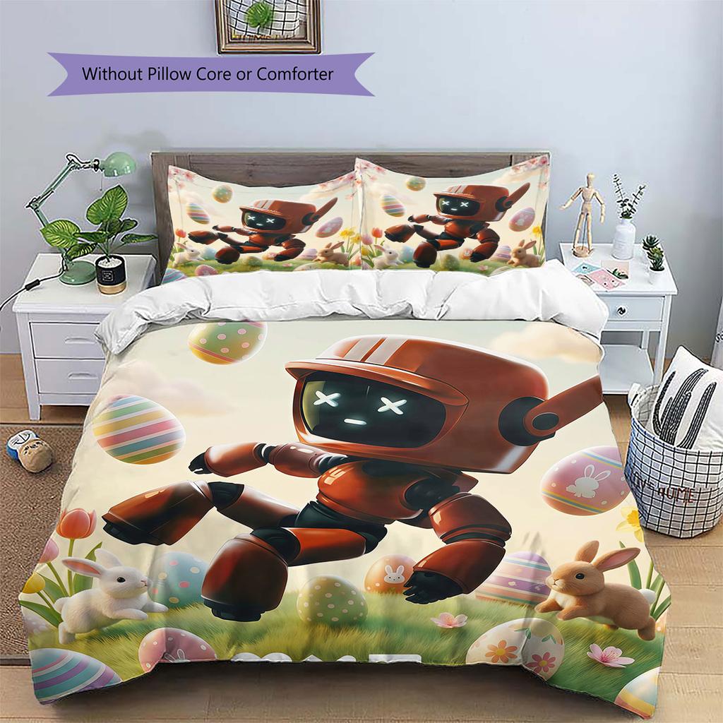 Love, Death, Robot Pattern Bedding Quilt Set Quilt Cover Pillowcase Home Decoration Birthday Gift (1 * duvet cover + 2 * pillowcase, without core)