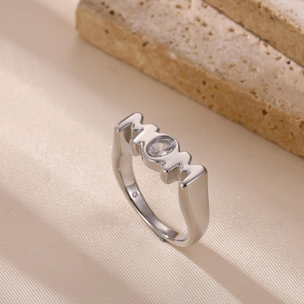 Love Mom Letter Rings For Women Mather Father Sister Jewelry Gold Color Zirconia 7-8 Size Dad Sis Mama Anillos Best Family Gift