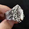 Anello Grande Aperto Retro Vairocana Buddha Per Uomini Rame Placcato Argento Punk Gotico Edgy Accessori Buddismo Benedizione Regalo