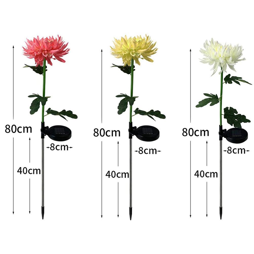 2Pcs Solar LED Garden Lights Outdoor Artificial Chrysanthemum Lawn Lamp Yard Landscape Decor Yellow