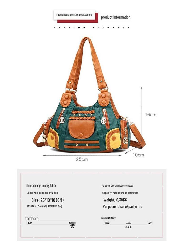 Damen 2025 Retro Handtasche mit großem Fassungsvermögen - Vielseitige einfache PU Schulter-Umhängetasche