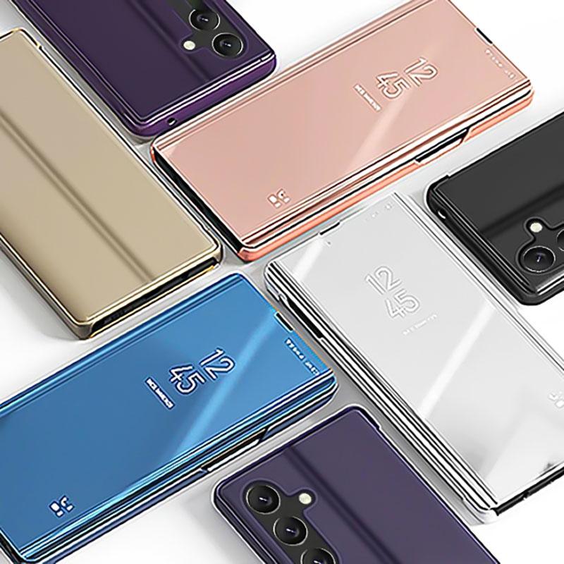 Luxury Mirror Smart Protect Case For Samsung S26 S25 Ultra S24 Plus S23 Plus S21 S20 FE S25 Edge Leather Flip Suppor Phone Cover