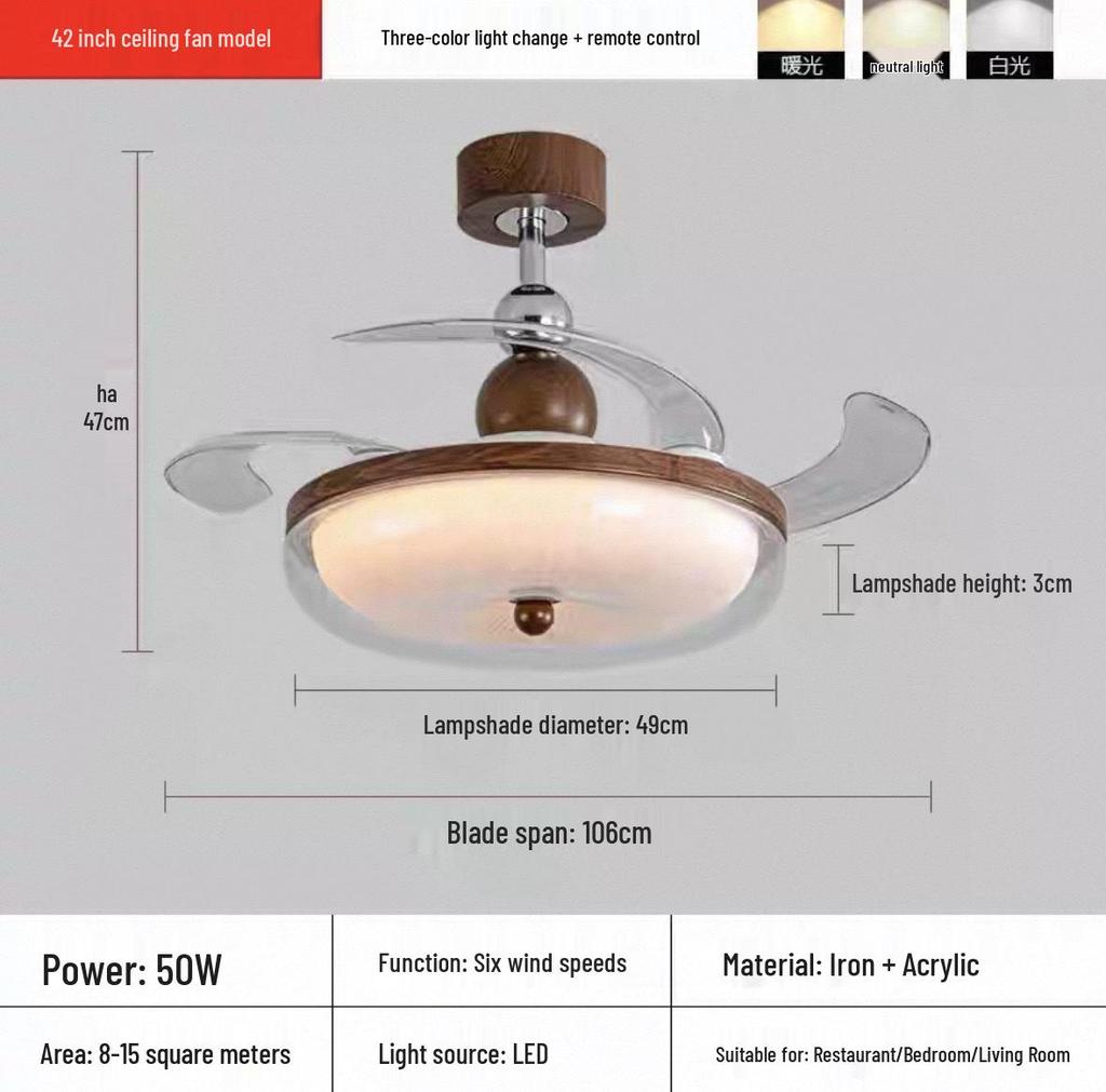 2026 Retro Ceiling Fan Light: Inverter Straight Blade for Living, Bedroom & Dining Rooms
