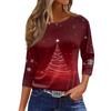 Women's T Shirt Christmas Print 3/4 Sleeve Daily Weekend Fashion Basic Round Neck Regular Top
