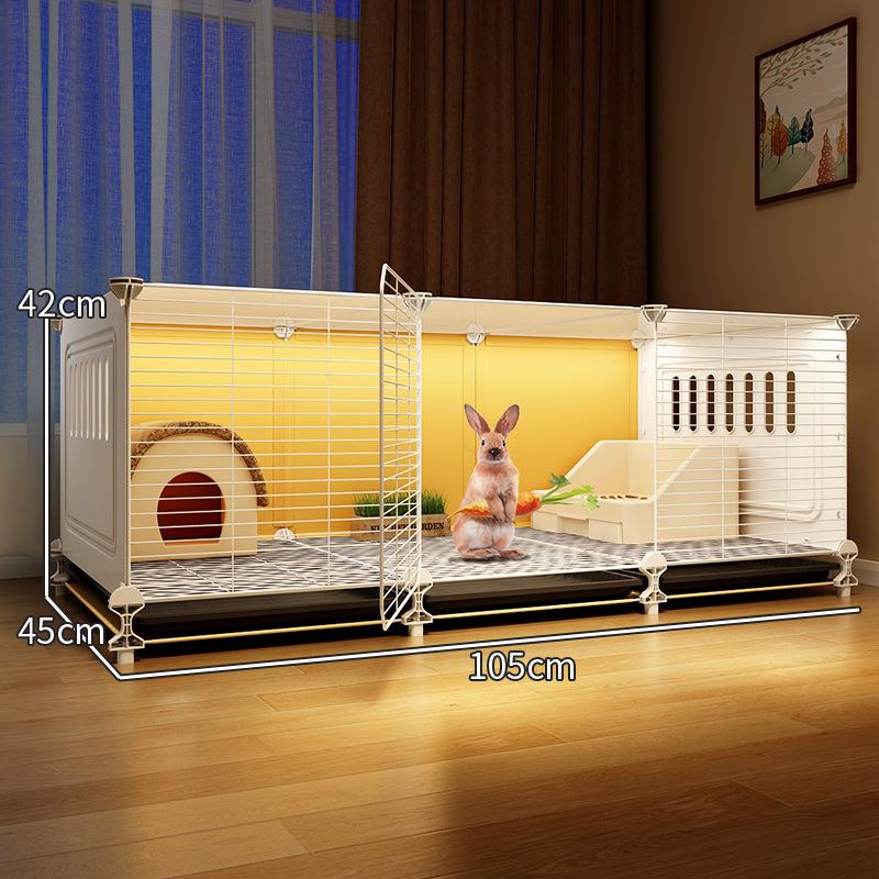 Großer Kaninchenkäfig mit integrierter Toilette für Zuhause - Geeignet für Meerschweinchen und Zierhaustiere