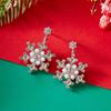 Shiny Snowflake Stud Earrings  Zircon Pearl Dangle Piercing Drop Earrings Long Tassel Earring Christmas Gifts