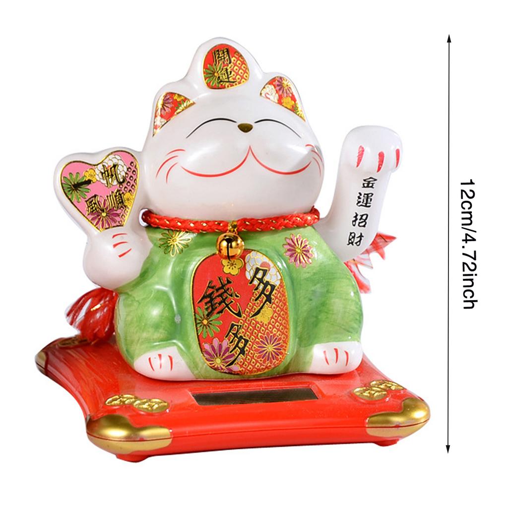 Solar Automatic Waving Lucky Cat Vivid and Lovely Home Desktop Ornament for Women Men Home Office Decor