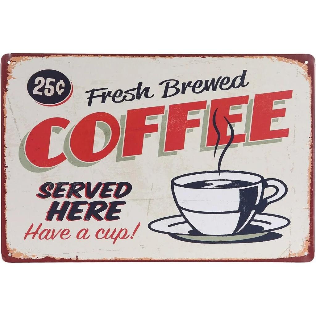 Vintage Coffee Metal Tin Sign Plaque Metal Plate Retro Wall Art Posters For Cafe Bar Pub Kitchen Club Iron Painting Decoratio
