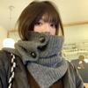 Knitting Wool Collar Scarf Women Lady Solid Color Buttons High Neck Covers Shawl Korean Girl Outdoor Windproof Warm Scarf Snood