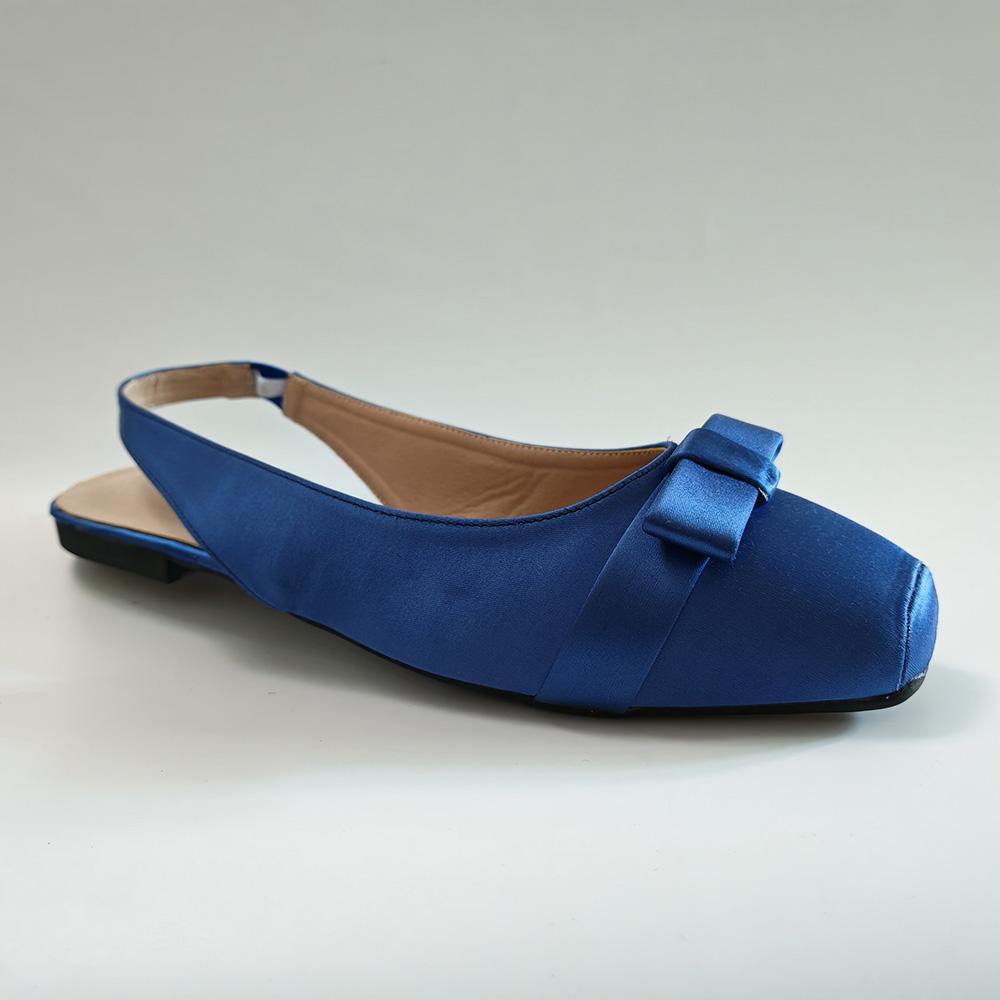 Blue Satin Shoes Women Lightweight Ballet Flats Spring Summer Dress Party Shoes Elegant Office Lady Plus Size 43