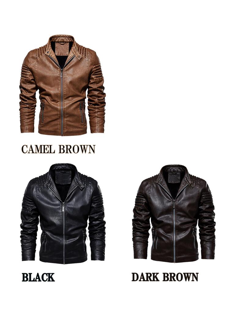 Laquest PU Leather Rider Single Winter Men's Jacket, Breasted, Spring, Autumn, (M, Black)