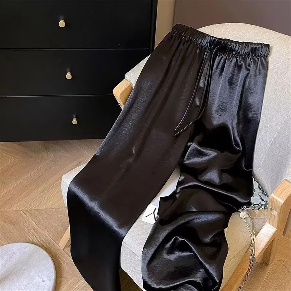 Pantaloni casual largi, cu talie înaltă, subțiri, de damă, pentru birou, culoare solidă, drepți, versatili, pentru primăvară-vară, stil coreean, îmbrăcăminte