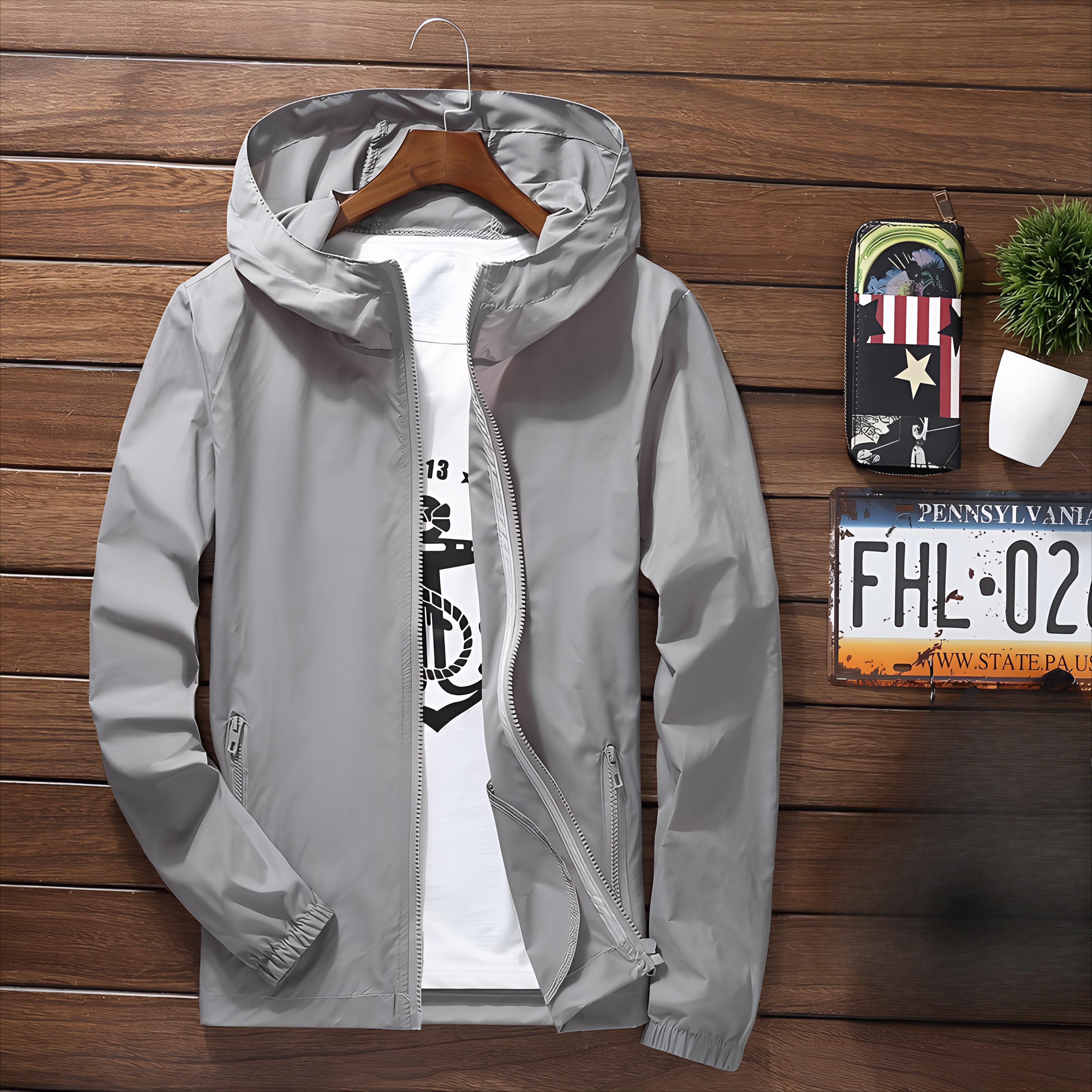 

Унисекс Тонкая быстросохнущая ветровка: Воздухопроницаемость, защита от солнца, большие размеры для занятий спортом на открытом воздухе XXXL серый