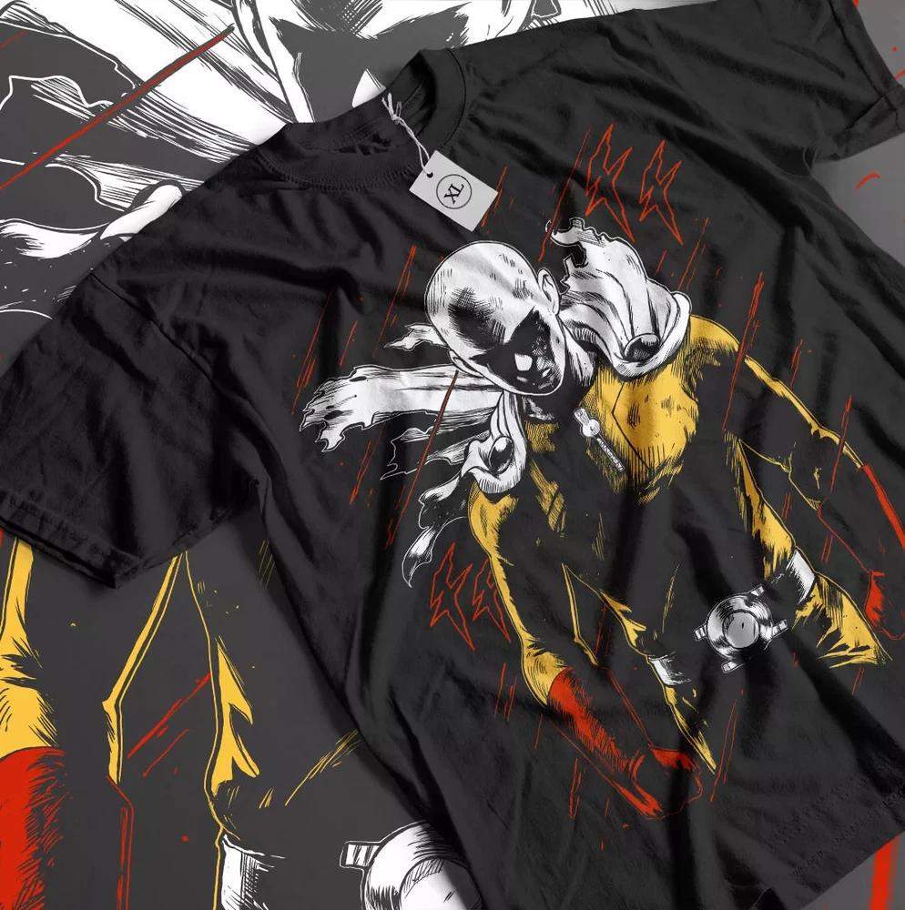 SAITAMA One Punch Unisex TShirt Horror Anime Unisexga Gifts Black TShirt Black S